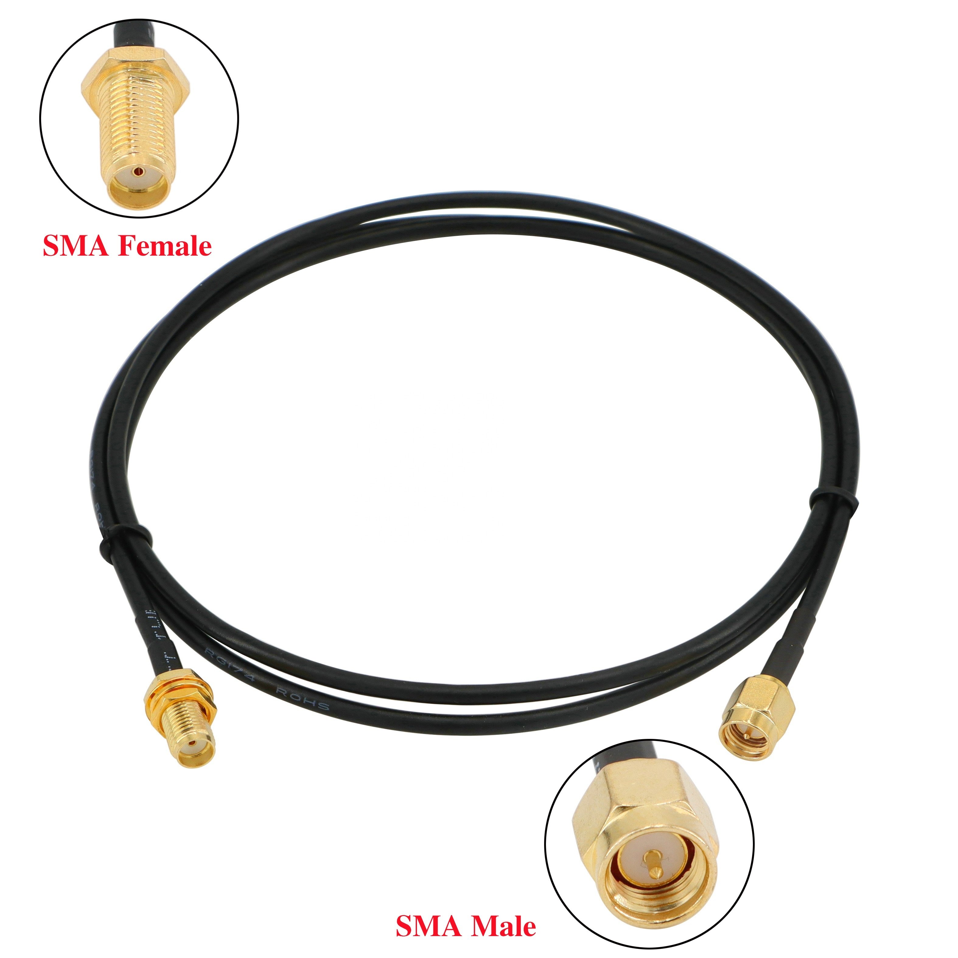 SMA Male to Female RG174 RF Coaxial Cable for WiFi Antenna Extension and 3G 4G LTE Antenna Adapter Kit